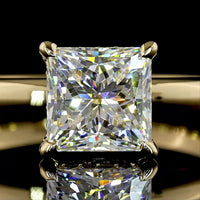 14K Yellow Gold Hidden Halo Ring with 1.54 Carat Princess Cut Lab Diamond and 0.06 Carat Brilliant Cut Diamond Accents - IGI Certified E VS1 - Covaloro Fine Jewelry