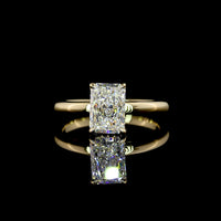 14K Yellow Gold Hidden Halo Ring with 1.54 Carat Radiant Cut Lab Diamond and 0.07 Carat Brilliant Cut Accent Stones - 1.61 Total Carat Weight - Covaloro Fine Jewelry
