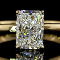 14K Yellow Gold Hidden Halo Ring with 1.54 Carat Radiant Cut Lab Diamond and 0.07 Carat Brilliant Cut Accent Stones - 1.61 Total Carat Weight - Covaloro Fine Jewelry
