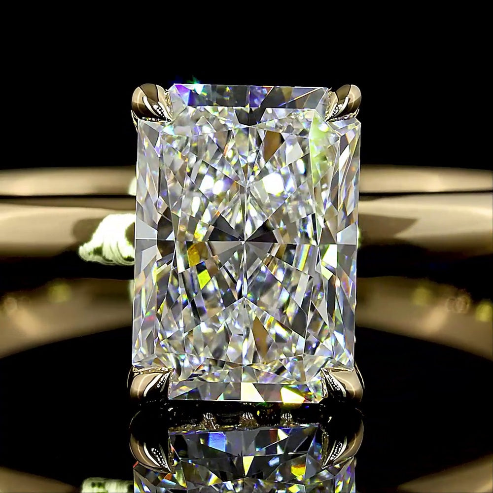 14K Yellow Gold Hidden Halo Ring with 1.54 Carat Radiant Cut Lab Diamond and 0.07 Carat Brilliant Cut Accent Stones - 1.61 Total Carat Weight - Covaloro Fine Jewelry