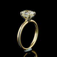 14K Yellow Gold Hidden Halo Ring with 1.57 Carat Cushion Brilliant Cut Lab Diamond and 0.08 Carat Round Brilliant Accent Diamonds - 1.65 Total Carat Weight - Covaloro Fine Jewelry