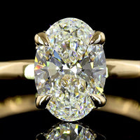 14K Yellow Gold Hidden Halo Ring with 1.65 Carats Total Weight Oval Cut Lab Diamond - D VVS1 Center with Brilliant Cut Accents - Covaloro Fine Jewelry