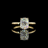 14K Yellow Gold Hidden Halo Ring with 2.02 Carat Cushion Brilliant D VVS2 Lab Diamond and 0.08 Carat Diamond Accents - 2.10 Total Carat Weight - Covaloro Fine Jewelry