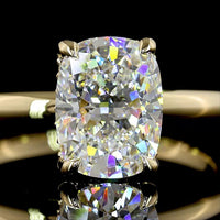 14K Yellow Gold Hidden Halo Ring with 2.02 Carat Cushion Brilliant D VVS2 Lab Diamond and 0.08 Carat Diamond Accents - 2.10 Total Carat Weight - Covaloro Fine Jewelry