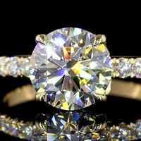 14K Yellow Gold Hidden Halo Ring with 2.02 Carat Round Brilliant Cut Lab Diamond and E-F VS1 Clarity - 2.49 Total Carat Weight - Covaloro Fine Jewelry