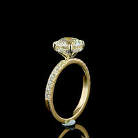 14K Yellow Gold Hidden Halo Ring with 2.02 Carat Round Brilliant Cut Lab Diamond and E-F VS1 Clarity - 2.49 Total Carat Weight - Covaloro Fine Jewelry