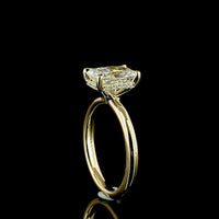 14K Yellow Gold Hidden Halo Ring with 2.07 Carat Radiant Cut Lab Diamond & 0.08 Carat Brilliant Cut Diamond Halo - IGI Certified E VVS2 - 2.15 Total Carat Weight - Covaloro Fine Jewelry