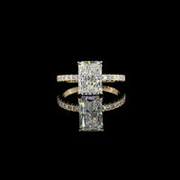 14K Yellow Gold Hidden Halo Ring with 2.13 Carat Radiant Cut Lab Diamond and 0.75 Carat Total Accent Diamonds - GIA Certified E VS1 - Covaloro Fine Jewelry