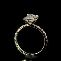 14K Yellow Gold Hidden Halo Ring with 2.13 Carat Radiant Cut Lab Diamond and 0.75 Carat Total Accent Diamonds - GIA Certified E VS1 - Covaloro Fine Jewelry