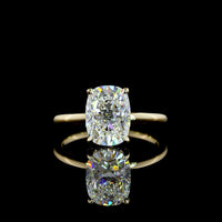 14K Yellow Gold Hidden Halo Ring with 2.55 Carat Cushion Brilliant Lab Diamond and 0.10 Carat Lab Diamond Accents - IGI Certified E-F VS1 - Covaloro Fine Jewelry