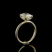 14K Yellow Gold Hidden Halo Ring with 2.55 Carat Cushion Brilliant Lab Diamond and 0.10 Carat Lab Diamond Accents - IGI Certified E-F VS1 - Covaloro Fine Jewelry