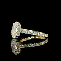 14K Yellow Gold Hidden Halo Ring with 2.56 Carat Oval Lab Diamond and 0.76 Carat Accent Stones - 3.32 Carat Total Diamond Weight - Covaloro Fine Jewelry