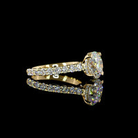 14K Yellow Gold Hidden Halo Ring with 3.02 Carat Round Lab Diamond and 1.08 Carat Accent Lab Diamonds - 4.10 Carat Total Diamond Weight - Covaloro Fine Jewelry