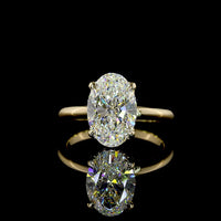 14K Yellow Gold Hidden Halo Ring with 3.04 Carat Oval Cut Lab Diamond and 0.09 Carat Accent Diamonds - IGI Certified E VVS2 - Covaloro Fine Jewelry