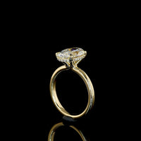 14K Yellow Gold Hidden Halo Ring with 3.04 Carat Oval Cut Lab Diamond and 0.09 Carat Accent Diamonds - IGI Certified E VVS2 - Covaloro Fine Jewelry