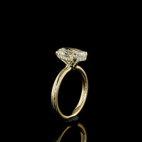 14K Yellow Gold Hidden Halo Ring with 3.04 Carat Oval Cut Lab Diamond and 0.09 Carat Accent Diamonds - IGI Certified E VVS2 - Covaloro Fine Jewelry