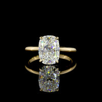 14K Yellow Gold Hidden Halo Ring with 3.05 Carat Cushion Brilliant Cut Lab Diamond and 0.10 Carat Diamond Accents - IGI Certified 3.15 Carat Total Weight - Covaloro Fine Jewelry