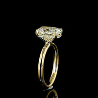 14K Yellow Gold Hidden Halo Ring with 3.05 Carat Cushion Brilliant Cut Lab Diamond and 0.10 Carat Diamond Accents - IGI Certified 3.15 Carat Total Weight - Covaloro Fine Jewelry