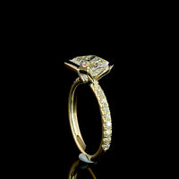 14K Yellow Gold Hidden Halo Ring with 3.09 Carat Asscher Cut Lab Diamond and 0.32 Carat Brilliant Cut Diamond Accents - 3.41 Carat Total Diamond Weight - Covaloro Fine Jewelry