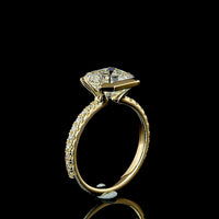 14K Yellow Gold Hidden Halo Ring with 3.09 Carat Asscher Cut Lab Diamond and 0.32 Carat Brilliant Cut Diamond Accents - 3.41 Carat Total Diamond Weight - Covaloro Fine Jewelry
