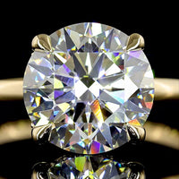 14K Yellow Gold Hidden Halo Ring with 3.12 Carat Round Brilliant Lab Diamond (E VVS2) and 0.10 Carat Accent Diamonds - 3.22 Total Carat Weight - Covaloro Fine Jewelry