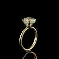 14K Yellow Gold Hidden Halo Ring with 3.12 Carat Round Brilliant Lab Diamond (E VVS2) and 0.10 Carat Accent Diamonds - 3.22 Total Carat Weight - Covaloro Fine Jewelry