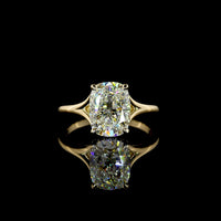 14K Yellow Gold Hidden Halo Ring with 3.16 Carat Cushion Brilliant Lab Diamond and 0.09 Carat Diamond Accents - 3.25 Carat Total Weight, IGI Certified - Covaloro Fine Jewelry