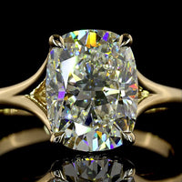 14K Yellow Gold Hidden Halo Ring with 3.16 Carat Cushion Brilliant Lab Diamond and 0.09 Carat Diamond Accents - 3.25 Carat Total Weight, IGI Certified - Covaloro Fine Jewelry