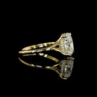 14K Yellow Gold Hidden Halo Ring with 3.16 Carat Cushion Brilliant Lab Diamond and 0.09 Carat Diamond Accents - 3.25 Carat Total Weight, IGI Certified - Covaloro Fine Jewelry