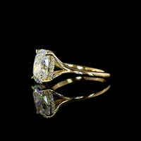 14K Yellow Gold Hidden Halo Ring with 3.16 Carat Cushion Brilliant Lab Diamond and 0.09 Carat Diamond Accents - 3.25 Carat Total Weight, IGI Certified - Covaloro Fine Jewelry