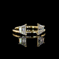 14K Yellow Gold Hidden Halo Ring with 3.54 Carat Emerald Cut Lab Diamond and Trapezoid Side Stones - 4.58 Carat Total Diamond Weight - Covaloro Fine Jewelry