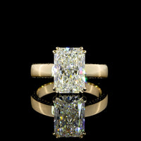 14K Yellow Gold Hidden Halo Ring with 3.56 Carat Radiant Cut Lab Diamond and 0.37 Carat Brilliant Cut Diamond Accents - 3.93 Total Carat Weight - Covaloro Fine Jewelry