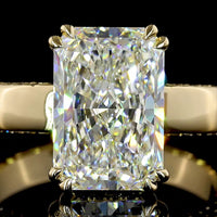 14K Yellow Gold Hidden Halo Ring with 3.56 Carat Radiant Cut Lab Diamond and 0.37 Carat Brilliant Cut Diamond Accents - 3.93 Total Carat Weight - Covaloro Fine Jewelry