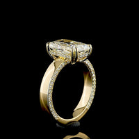 14K Yellow Gold Hidden Halo Ring with 3.56 Carat Radiant Cut Lab Diamond and 0.37 Carat Brilliant Cut Diamond Accents - 3.93 Total Carat Weight - Covaloro Fine Jewelry