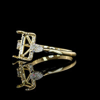 14K Yellow Gold Hidden Halo Ring with 3.60 Carats Emerald Cut Lab Diamond, Pear Shaped Side Stones, and 4.18 Carats Total Diamond Weight - GIA Certified - Covaloro Fine Jewelry