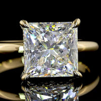 14K Yellow Gold Hidden Halo Ring with 3.84 Carat Princess Cut Lab Diamond and 0.12 Carat Brilliant Cut Accents - 3.96 Total Carat Weight - Covaloro Fine Jewelry