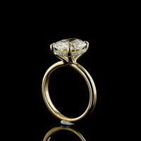 14K Yellow Gold Hidden Halo Ring with 4.02 Carat Cushion Brilliant Lab Diamond and 0.12 Carat Accent Diamonds - IGI Certified E VVS2 - Covaloro Fine Jewelry