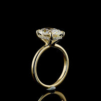 14K Yellow Gold Hidden Halo Ring with 4.02 Carat Cushion Brilliant Lab Diamond and 0.12 Carat Accent Diamonds - IGI Certified E VVS2 - Covaloro Fine Jewelry
