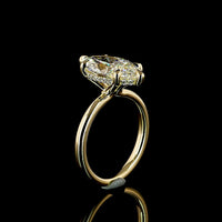 14K Yellow Gold Hidden Halo Ring with 4.06 Carat Marquise Cut Lab Diamond and 0.14 Carat Brilliant Cut Lab Diamonds - 4.20 Carat Total Weight - Covaloro Fine Jewelry