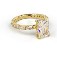 14K Yellow Gold Hidden Halo Ring with 4.07 Carat Radiant Cut Lab Diamond and 0.51 Carat Brilliant Cut Accent Diamonds - 4.58 Total Carat Weight - Covaloro Fine Jewelry