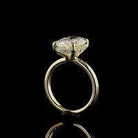 14K Yellow Gold Hidden Halo Ring with 5.01 Carat Oval Cut Lab Diamond and 0.19 Carat Lab Diamond Accents - IGI Certified E VVS2 - Covaloro Fine Jewelry