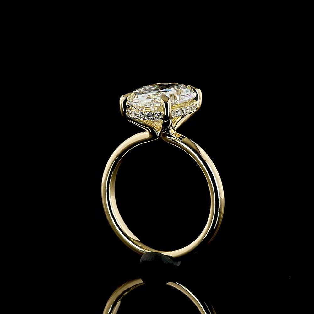 14K Yellow Gold Hidden Halo Ring with 5.01 Carat Oval Cut Lab Diamond and 0.19 Carat Lab Diamond Accents - IGI Certified E VVS2 - Covaloro Fine Jewelry