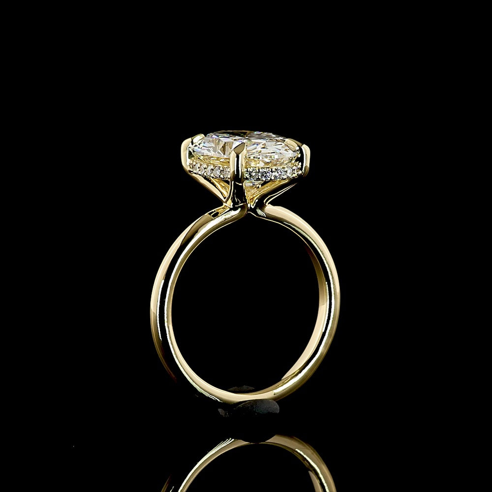 14K Yellow Gold Hidden Halo Ring with 5.01 Carat Oval Cut Lab Diamond and 0.19 Carat Lab Diamond Accents - IGI Certified E VVS2 - Covaloro Fine Jewelry
