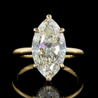 14K Yellow Gold Hidden Halo Ring with 5.06 Carat Marquise Cut Lab Diamond and 0.14 Carat Brilliant Cut Diamond Accents - IGI Certified - Covaloro Fine Jewelry