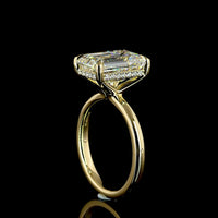 14K Yellow Gold Hidden Halo Ring with 5.09 Carat Emerald Cut Lab Diamond and 0.17 Carat Brilliant Cut Lab Diamond Accents - 5.26 Carat Total Weight - Covaloro Fine Jewelry
