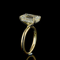 14K Yellow Gold Hidden Halo Ring with 5.09 Carat Emerald Cut Lab Diamond and 0.17 Carat Brilliant Cut Lab Diamond Accents - 5.26 Carat Total Weight - Covaloro Fine Jewelry