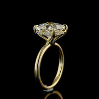 14K Yellow Gold Hidden Halo Ring with 5.09 Carat Princess Cut Lab Diamond and 0.12 Carat Brilliant Cut Accents - 5.21 Total Carat Weight - Covaloro Fine Jewelry