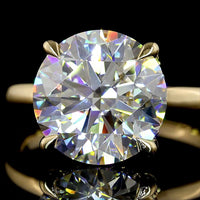 14K Yellow Gold Hidden Halo Ring with 5.15 Carat Round Brilliant Cut D VVS2 Lab Diamond and 0.10 Carat Accent Diamonds - Total 5.25 Carats - Covaloro Fine Jewelry