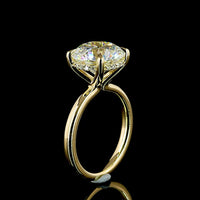 14K Yellow Gold Hidden Halo Ring with 5.15 Carat Round Brilliant Cut D VVS2 Lab Diamond and 0.10 Carat Accent Diamonds - Total 5.25 Carats - Covaloro Fine Jewelry