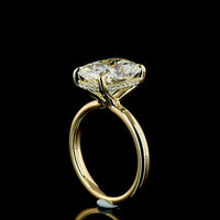 14K Yellow Gold Hidden Halo Ring with 5.20 Carat Cushion Brilliant Lab Diamond and 0.14 Carat Round Diamond Accents - IGI Certified E VVS2 - Covaloro Fine Jewelry